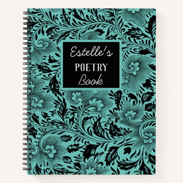 Personalised Dark Moody Floral Poetry Notebook (Front)