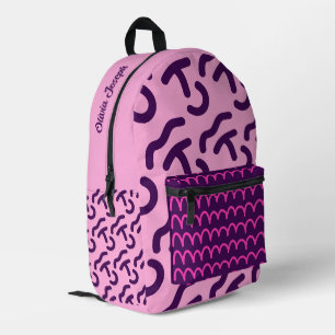 Personalised Dark Neon/Pink Fun Pattern Printed Backpack