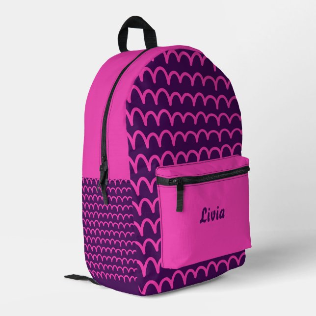 Personalised Dark Neon/Pink Handwriting Printed Backpack (Back Corner Left)