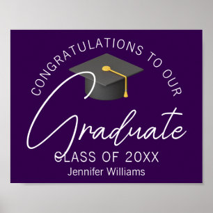 Personalised Dark Purple 2026 Graduation Party Poster