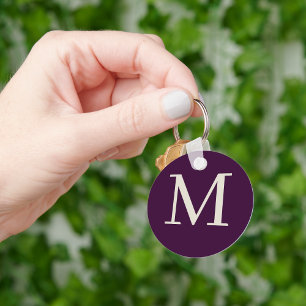 Personalised Dark Purpule Monogrammed Key Ring