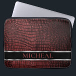 Personalised Dark Red Faux Leather  Laptop Sleeve<br><div class="desc">Laptop Sleeve. Featuring a Personalised Dark Red Leather Faux Design ready for you to personalise. ✔NOTE: ONLY CHANGE THE TEMPLATE AREAS NEEDED! 😀 If needed, you can remove the text and start fresh adding whatever text and font you like. 📌If you need further customisation, please click the "Click to Customise...</div>