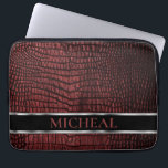 Personalised Dark Red Leather  Laptop Sleeve<br><div class="desc">Laptop Sleeve. Featuring a Personalised Dark Red Leather Faux Design ready for you to personalise. ✔NOTE: ONLY CHANGE THE TEMPLATE AREAS NEEDED! 😀 If needed, you can remove the text and start fresh adding whatever text and font you like. 📌If you need further customisation, please click the "Click to Customise...</div>