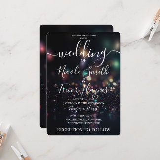 Personalised Dark Sparkles Wedding Invitation
