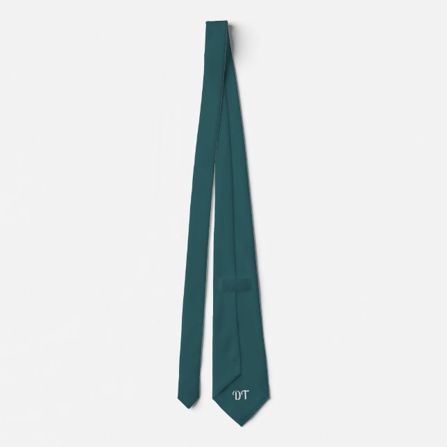 Personalised Dark Spruce Wedding Groom Neck Tie (Back)