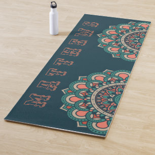 Personalised dark Turquoise Mandala Boho Yoga Mat
