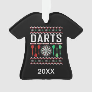 Personalised Dart Dartboard Ugly Christmas Sweater Ornament