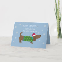 Personalised Daschund Cute Cartoon Christmas