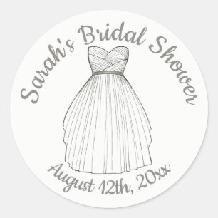 Personalised Date Bride Bridal Shower Wedding Gown Classic Round Sticker