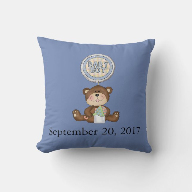 Personalised Date Teddy Bear with Balloon Cushion (Front)