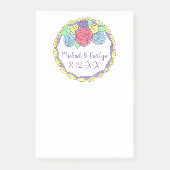 Personalised Date Wedding Cake Favour Post Its Post-it Notes (Front)