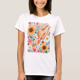 Personalised Daughter Mama Gift Grandma flower T-Shirt