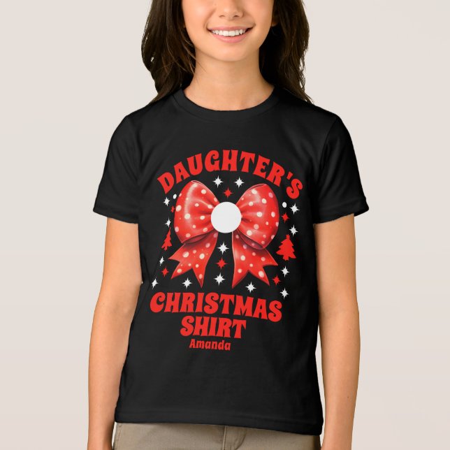 Personalised Daughter's Christmas Red Bow Shirt (Front)