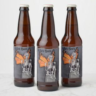 Personalised Day of the Dead Halloween Skeleton Beer Bottle Label