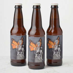Personalised Day of the Dead Halloween Skeleton Beer Bottle Label