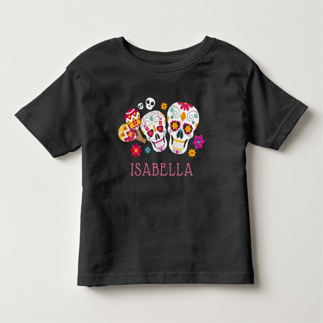 Personalised Day of the Dead Sugar Skulls Toddler T-Shirt (Front)