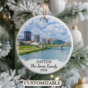 Personalised Dayton Ornament, Custom Ohio State Ceramic Tree Decoration