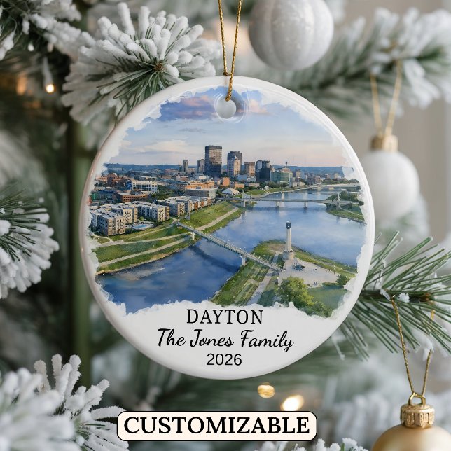 Personalised Dayton Ornament, Custom Ohio State Ceramic Tree Decoration (Creator Uploaded)