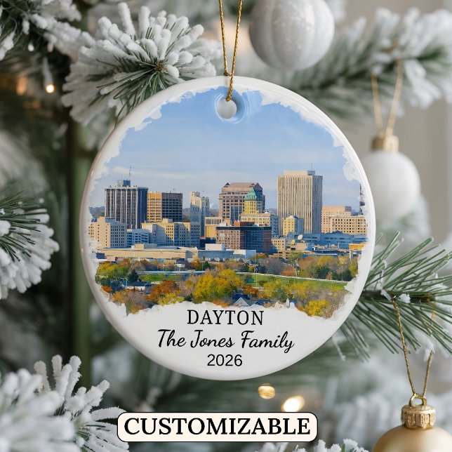 Personalised Dayton Ornament, Custom Ohio State Ceramic Tree Decoration (Creator Uploaded)