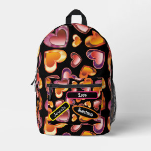 Personalised Dazzling Popping Gem Hearts Foil Printed Backpack