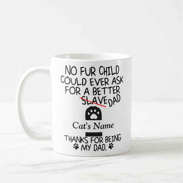 personalised dear cat dad, cat's name coffee mug (Left)