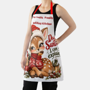Personalised Dear Santa Deer Family Holiday Apron