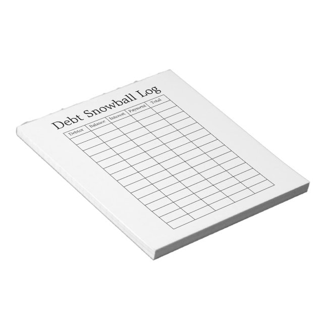 Personalised Debt Snowball Tracker Notepad (Angled)