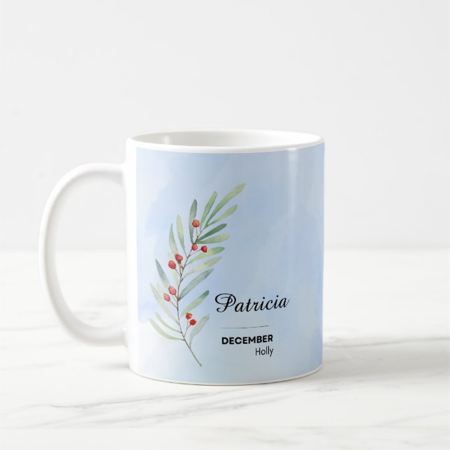Personalised December Flower Mug (Left)