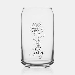 Personalised December Narcissus Birth Flower Gift  Can Glass