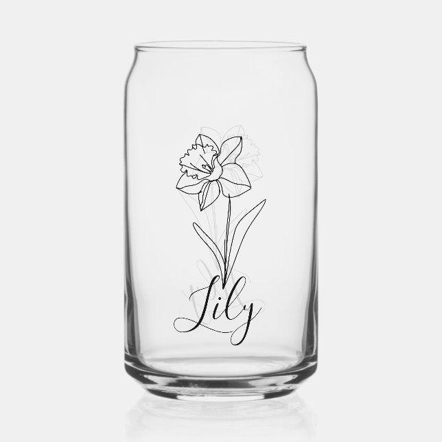 Personalised December Narcissus Birth Flower Gift  Can Glass (Front)
