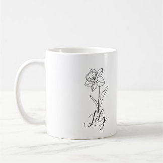 Personalised December Narcissus Birth Flower Gift Coffee Mug