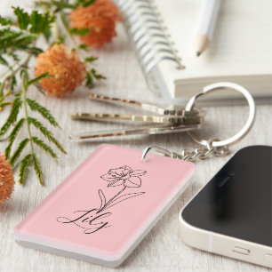 Personalised December Narcissus Birth Flower Gift Key Ring