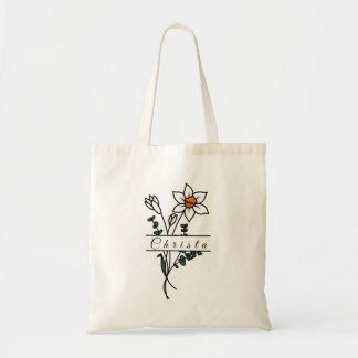 Personalised December Narcissus  Tote Bag