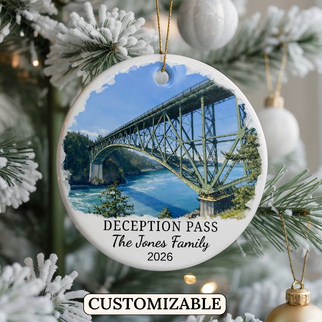 Personalised Deception Pass Ornament, Washington Ceramic Tree Decoration (Creator Uploaded)