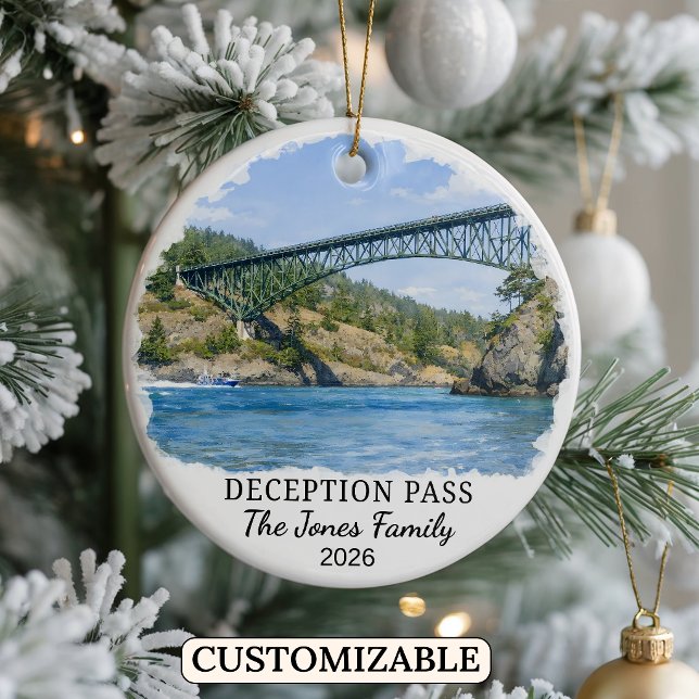 Personalised Deception Pass Ornament, Washington Ceramic Tree Decoration (Creator Uploaded)
