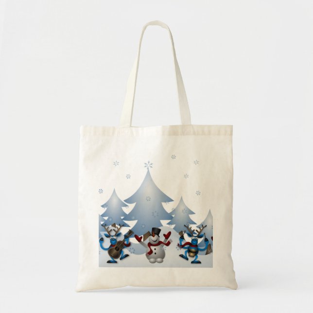 Personalised Decorative Christmas Snowman Tote Bag (Front)