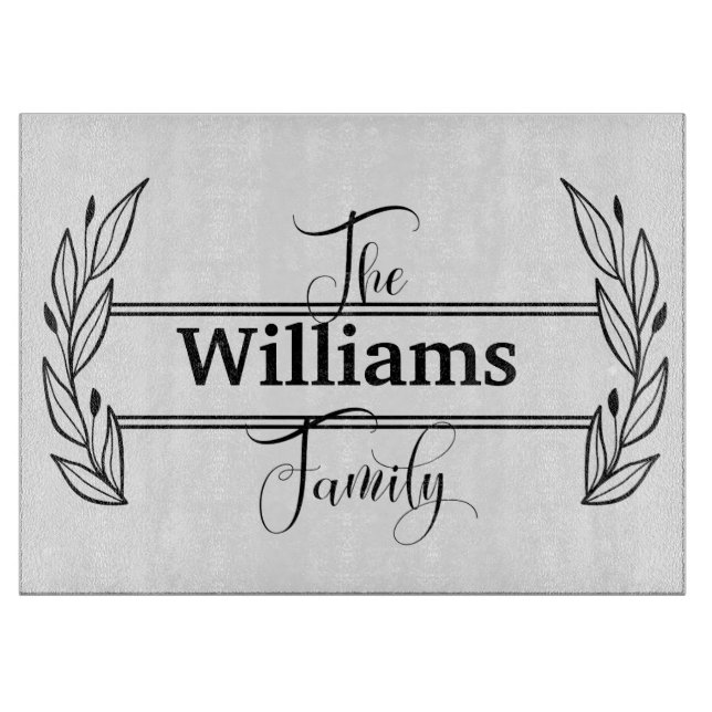 Personalised Decorative Family Name Monogram Cutting Board (Front)