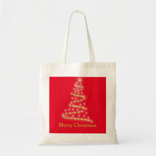 Personalised Decorative Golden Christmas Tree Gift Tote Bag