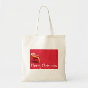 Personalised Decorative Merry Christmas Red Heart Tote Bag
