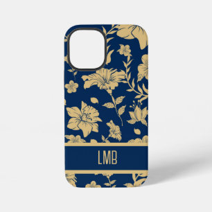 Personalised Decorative Navy Gold Floral iPhone 12 Mini Case