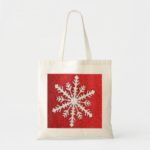 Personalised Decorative Red Christmas Snowflake Tote Bag