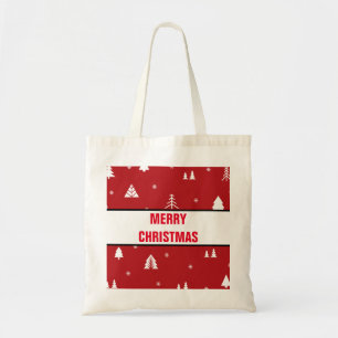 Personalised Decorative Red Merry Christmas Stars Tote Bag