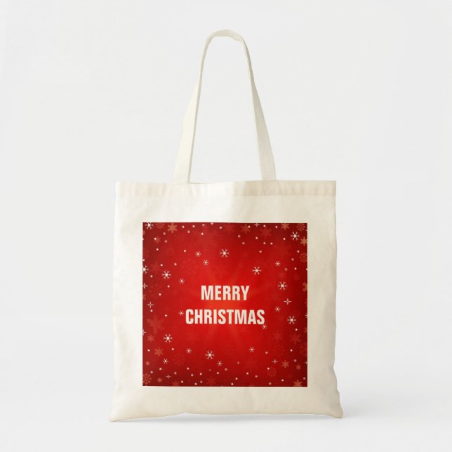 Personalised Decorative Red Merry Christmas Stars Tote Bag (Front)