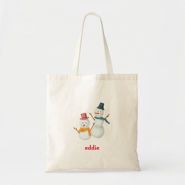 Personalised Decorative Snowman Santa Christmas To Tote Bag (Front)