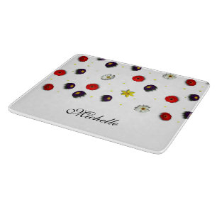 Personalised decorative spring flowers white cutting board