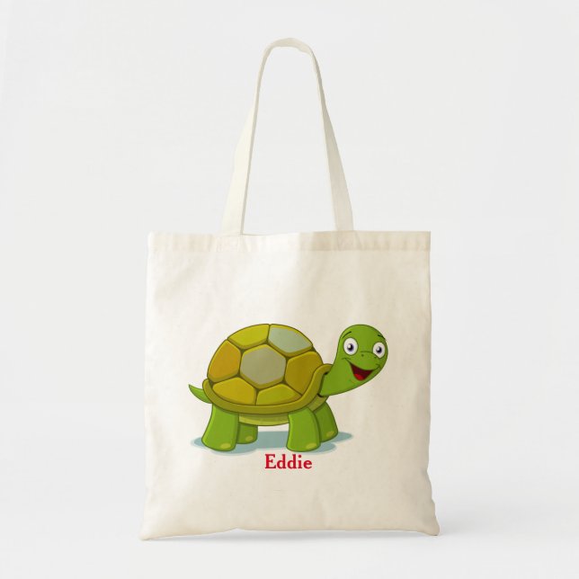 Personalised Decorative Turtle Funny Green Tote Bag (Front)