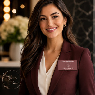 Personalised Deep Burgundy 3" X 1.5" Rectangle Name Tag