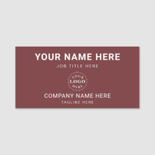 Personalised Deep Burgundy 3" X 1.5" Rectangle Name Tag