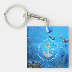 Personalised Deep Ocean Blue Sealife Keychain