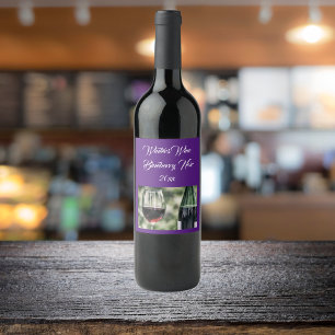Personalised Deep Purple Wine Bottles Photo Wine Label